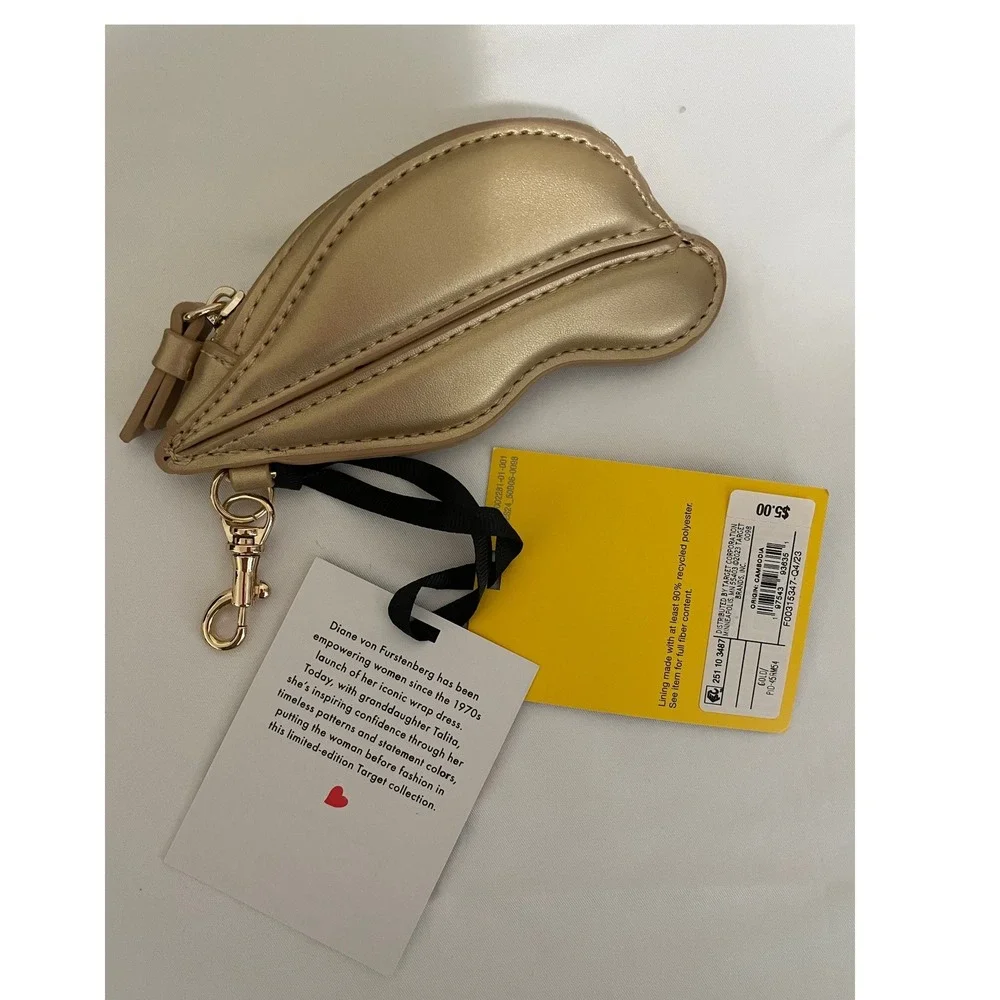 Diane‎ von Furstenberg for Target Gold Lip Coin Purse Bag Charm NWT Ltd Ed #634